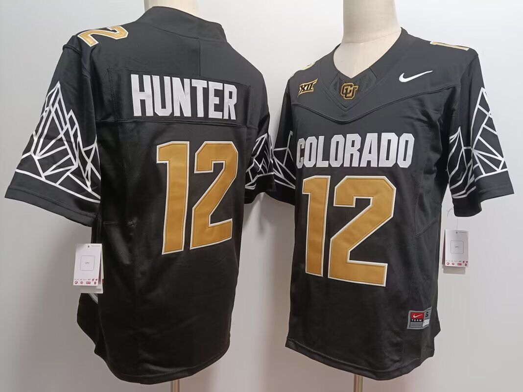 Men Sanders Buffaloes #12 Hunter black 2024 Nike NCAA jersey->more ncaa teams->NCAA Jersey